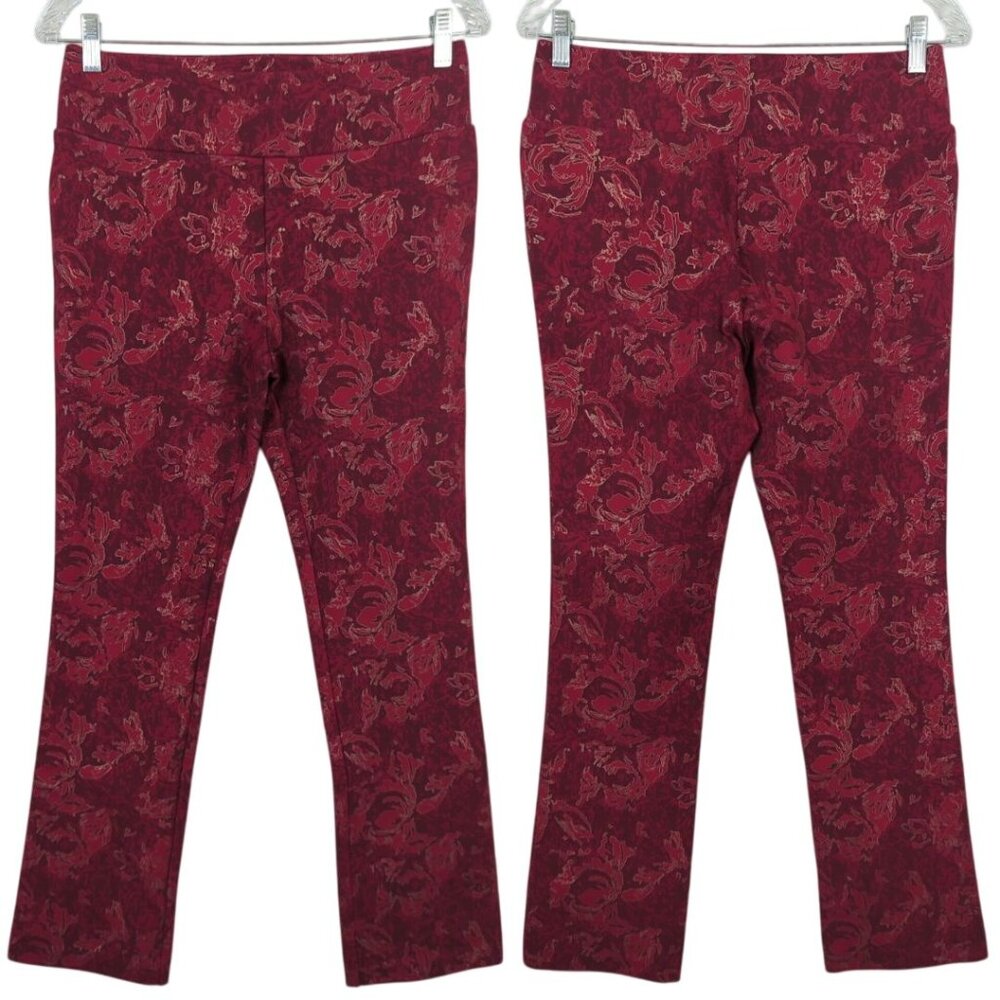 Soft Surroundings Womens Red‎ Gold Pull-on Thick Leggings Pants Sz S Floral